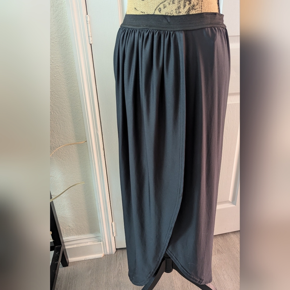 Chic Black Pleated Maxi A-Line Skirt